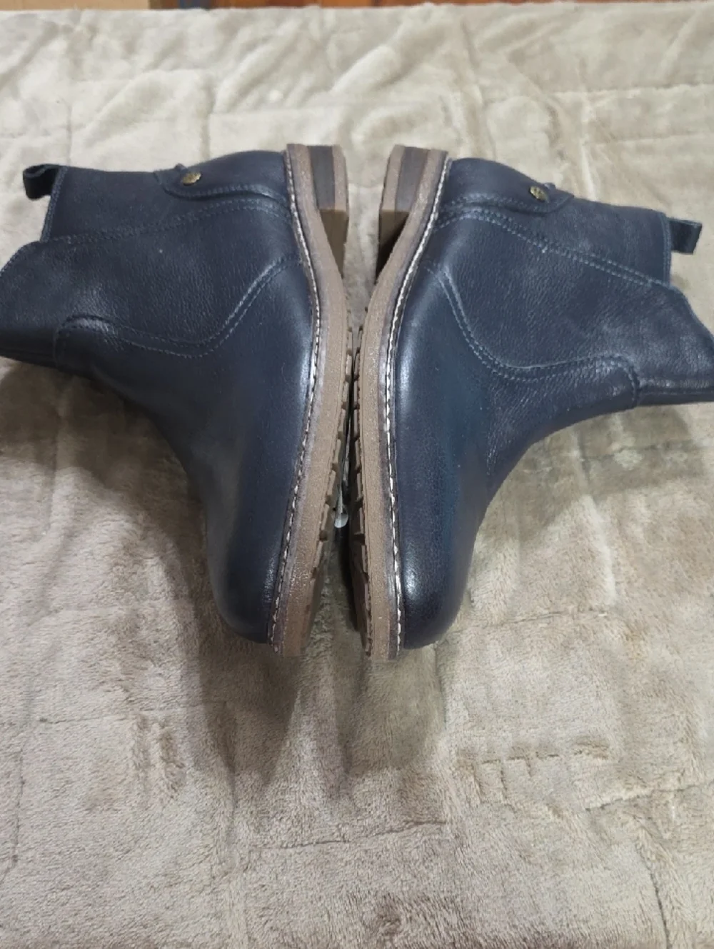 NWT Easy Spirit Women's‎ Leather Chukka Boots Dark Blue  Side Zip Comfort Sz 10